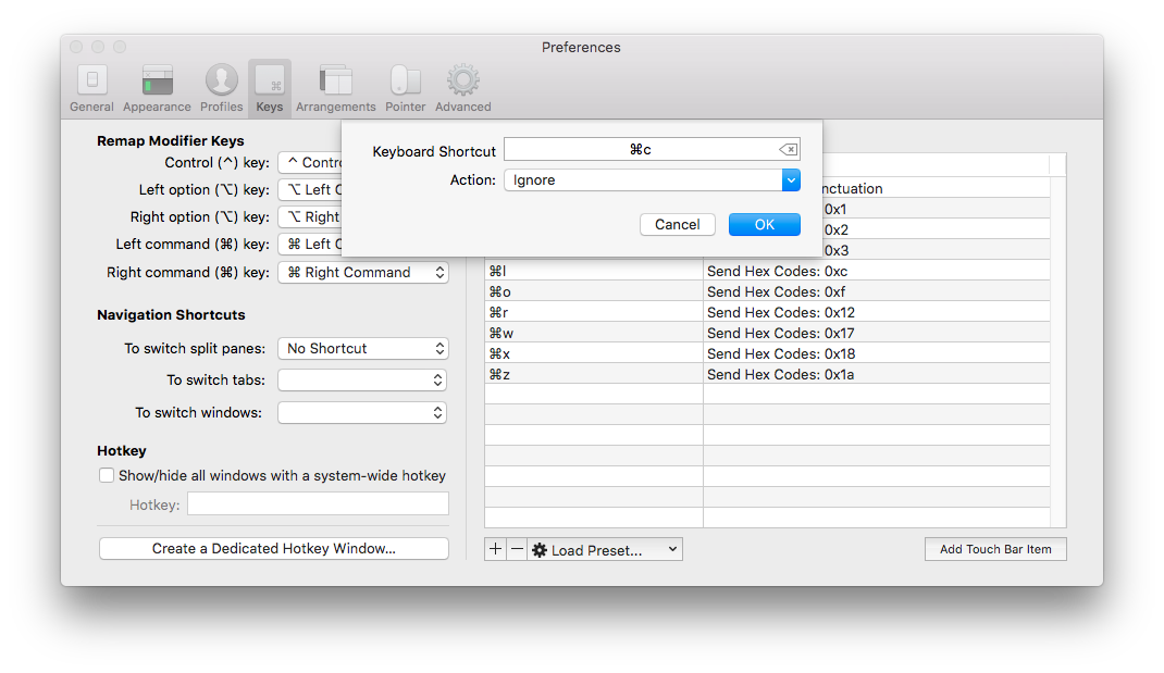 iTerm Key Mappings